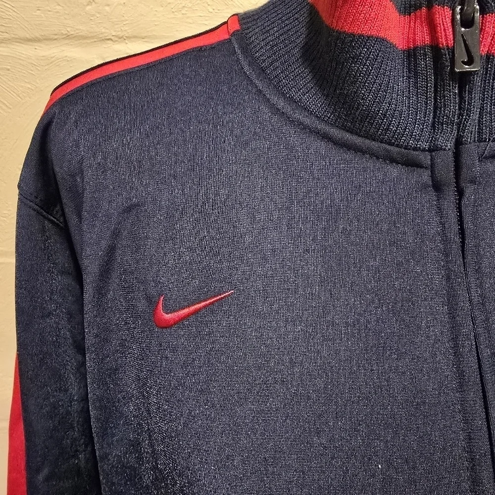 Nike Boston Red Sox Track Jacket Youth Sz XL Navy Red MLB Logo Full Zip Pockets.